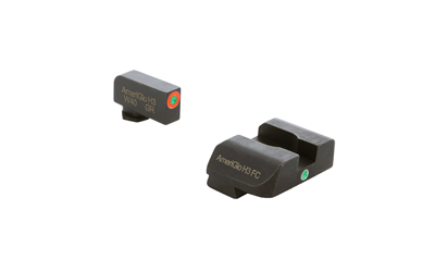 AmeriGlo I-Dot, Single Dot, Night Sight, Fits Glock Gen 5 9/40, Green Front with Orange Outline, Green Rear, Matte Finish, Black