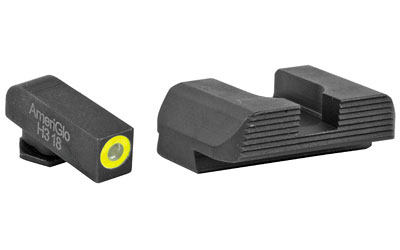 AmeriGlo Protector, Sight, Fits Glock 42 and 43, Green Tritium LumiLime Round Outline front, Black Serrated rear, Front/Rear