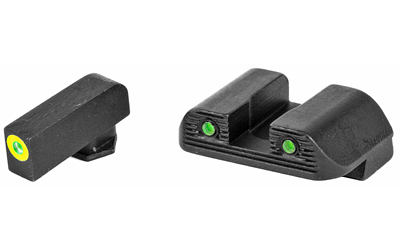 AmeriGlo Trooper, Sight, Fits GLOCK 42/43/43X, Green Tritium LumiLime Outline Front, Green Tritium Black Serrated Rear, Front/Rear