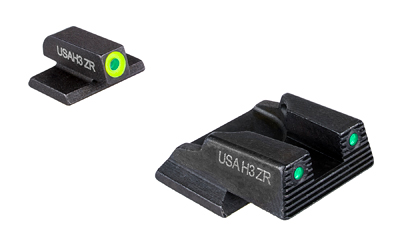 AmeriGlo Trooper Sight Set, Fits S&W Bodyguard 2.0, LumiGreen with Tritium Front, Tritium Serrated Rear with Black Outline