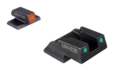 AmeriGlo Trooper Sight Set, Fits S&W Bodyguard 2.0, Green Tritium with Orange Outline Front, Tritium Serrated Rear with Black Outline