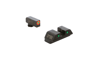 AmeriGlo Trooper, Night Sight, For Walther PDP, Green Front with Orange Outline, Green with Black Outline Rear, Matte Finish, Black