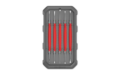 Real Avid Accu-Grip Steel Picks, Set of 5 Double Sided Picks, Silver with Red Rubber Grips