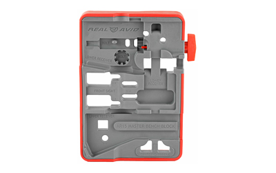Real Avid Master Bench Block, Rubber/Plastic Material, Red/Grey Finish, Bench Block for AR Style Rifles