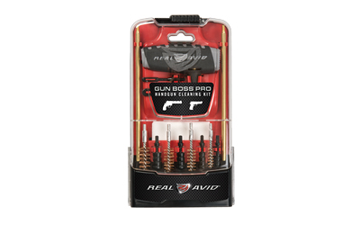 Real Avid Gun Boss Pro, Gun Boss, Pro Handgun Cleaning Kit, Polycarbonate Kickstand Case, Multi-Function Handle, Brass Rods, Bronze Brushes