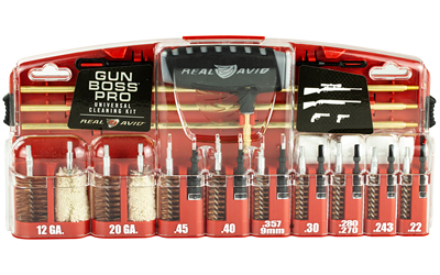 Real Avid Cleaning Kit, Gun Boss Pro-Universal Gun Cleaning Kit, Multi-Function Handle, Three Brass Rod Sections, Kickstand Tool Case