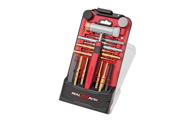 Real Avid Accu-Punch Hammer & Punch Set, Includes Rubber/Brass/Nylon/Steel Hammer Heads, Brass Punch Sizes 3/32", 1/8", 5/32", 1/16", 5/64"
