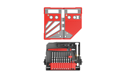 Real Avid Master Bench Block Pro Kit, Includes Bench Block Punch Set and Hammer, Matte Finish, Gray and Red