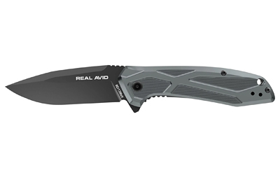 Real Avid RAV-2, Folding Knife, Plain Edge, Matte Finish, Blue Black, Aluminum Handle, 3.25" Blade Length, 7.75" Overall Length, Liner Lock