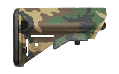 B5 Systems SOPMOD Stock, Woodland Camo, w/ Quick Detach Mount, Double the resin and glass of prior SOPMOD stock
