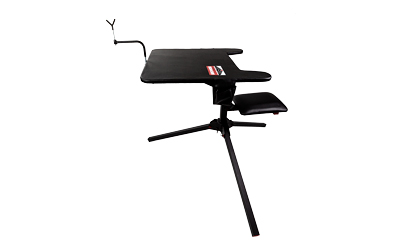 Birchwood Casey Swivel Action Shooting Bench, Seat and Top Swivel 360 Degrees, Extended Armrests, Adjustable Rubber Coated Gun Rest
