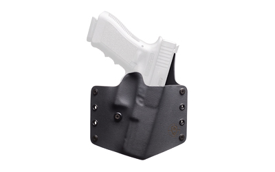 BlackPoint Tactical Standard OWB Holster, Fits Sig P365 AXG Legion, Right Hand, Black Kydex & Leather, 1.75" Belt Loops, Optic Compatible