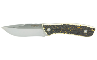 Camillus Western Crosstrail, Fixed Blade Knife, Plain Edge, Faux Stag Handle, Satin Finish, Silver Blade, 4.25" Blade Length, 9" Overall Length