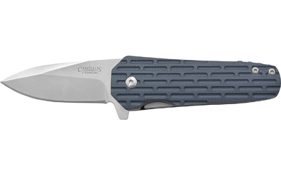 Camillus Wedge, Folding Knife, Plain Edge, Blue Fiberglass Reinforced Nylon Handle, Satin Finish, Silver Blade, 2.25" Blade Length