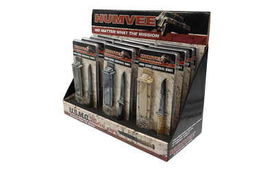 Caliber Gourmet Humvee Neck Knife Display, 12 Piece, Each Knife Has A Sheath, Black/Khaki/Green