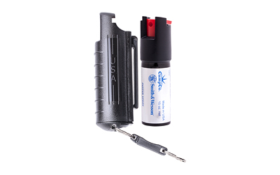 Caliber Gourmet Smith and Wesson Pepper Spray, 0.5oz, Plastic Case, Slide to Side Type Safety, Black
