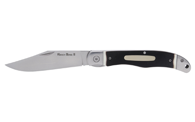 Cold Steel Ranch Boss II, Folding Knife, 4" Clip Point Blade, 9.25" Overall Length, SK-5 Blade Steel, Plain Edge, Satin Finish, Silver