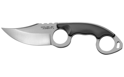 Cold Steel Double Agent, Fixed Blade Knife, AUS 8A/Polished, Plain, Clip Point, Includes Secure-Ex Sheath, 3", AUS 8A/Black G10, Blister