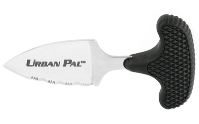Cold Steel Urban Pal, Fixed Blade Knife, 1.5" Blade Drop Point, 3/4 Serrated Edge, AUS 8A/Polished, Black Kraton, Includes Secure-Ex Sheath