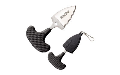 Cold Steel Mini Pal, Fixed Blade Knife, 1" Blade, Drop Point, 3/4 Serrated Edge, AUS 8A/Polished, Black Kraton, Includes Secure-Ex Sheath