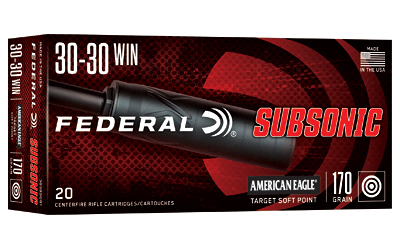 Federal American Eagle, 30-30 Winchester, 170 Grain, Target Soft Point, Subsonic, 20 Round Box