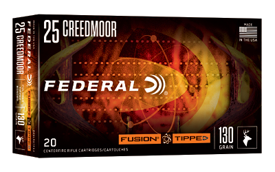 Federal Fusion, 25 Creedmoor, 130 Grain, Fusion Tipped Bullet, 20 Round Box
