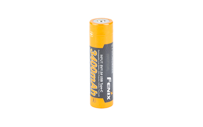 FENIX USB-C Rechargeable 18650 Battery, USB-C Charging Port, 3400mAh, 3.6V, Black