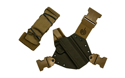GunfightersINC Kenai Chest Holster, Kydex Shell, Nylon Harness, Fits 5" 1911 Government Models with Rail, Gray Shell, Coyote Brown Harness