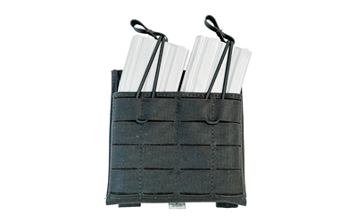 Grey Ghost Gear Double Mag Pouch, Fits AR15 Magazines, Laminate Construction, Black, Includes 2 MALICE Clips