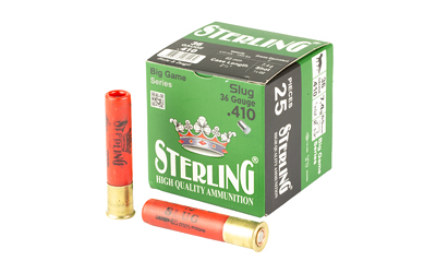 Sterling Big Game Series, 410 Bore, 2.5", 10 Grain, 1/4 oz, Rifled Slug, 25 Round Box