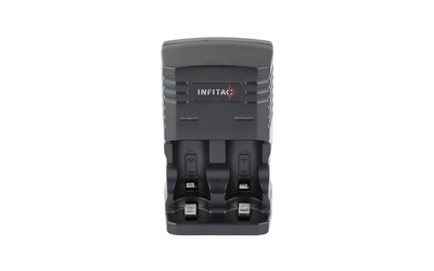 INFITAC BC01 Li-ion Battery Charger Kit, Includes Two Rechargeable CR2 Batteries and Charger, Black