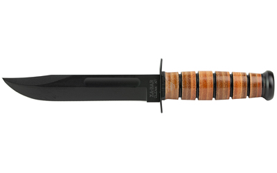 KA-BAR Knives KA-BAR, Army, Fixed Blade Knife, 7" Blade Length, 11.875" Overall Length, Clip Point, Plain Edge, 1095 Cro-Van/Black, Brown Leather