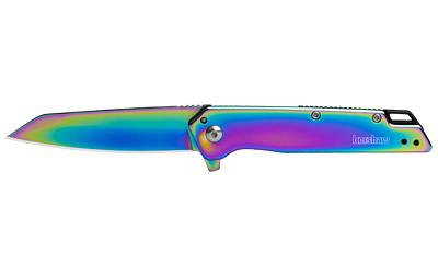 Kershaw Misdirect, Folding Knife, Assisted Opening, 3" Reverse Tanto Blade, 4Cr14 Blade Steel, 7" Overall Length, Frame Lock, Rainbow PVD Finish