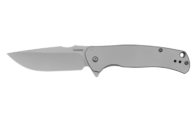 Kershaw SCOUR, Folding Knife, Flipper Assisted Opening, Plain Edge, 8Cr13Mov Steel, Matte Finish, Silver, Stainless Steel Handle, 3.3" Blade