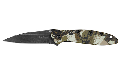Kershaw Leek, Assisted Folding Knife, 3" Wharncliffe Blade, 14C28N Blade Steel, 7" Overall Length, Black Stonewash Finish Blade, Plain Edge