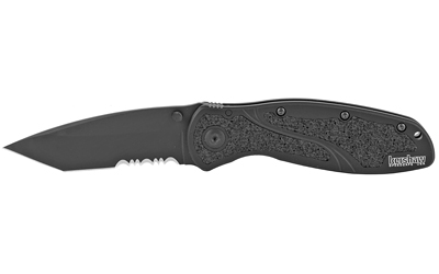 Kershaw Blur Tanto Assisted Folding Knife, 3.4", Serrated Edge, Sandvik 14C28N/DLC Coating, 6061-T6 Anodized Aluminum