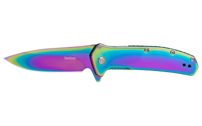 Kershaw Outcome, Folding Knife, Assisted Opening, 2.8" Drop Point, 8Cr13MoV Blade Steel, 6.7" Overall Length, Frame Lock, Rainbow PVD Finish