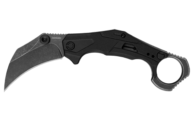 Kershaw Outlier, Assisted Open Folding Knife, 2.6" Karambit Blade, Plain Edge, 8Cr13MoV Steel, Blackwash Finish, Black Handle