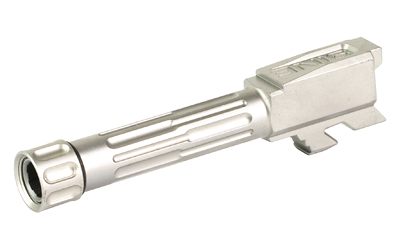 LanTac USA LLC 9INE Barrel, Fluted, 1/2-28 Thread Pattern, Fits Glock 43/43x, Stainless Steel, Silver, Includes Matching Thread Protector