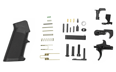 LBE Unlimited Lower Parts Kit Part Kit, 223 Remington/5.56 NATO, Black Finish, With Pistol Grip and Trigger Guard