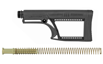 Luth-AR MBA-2 Stock With Buffer Assembly, A2 Extension Tube, Standard Buffer, AR-10 Buffer Spring, Fixed, Black