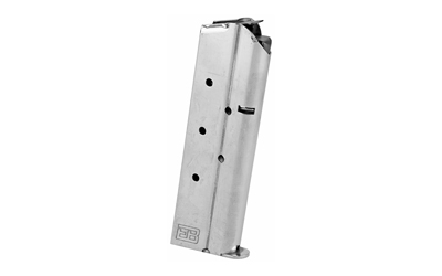 Ed Brown Magazine, 10MM, 8 Rounds, Fits 1911, Includes 1 Thick and 1 Thin Base Pad, Stainless, Silver — photo 2