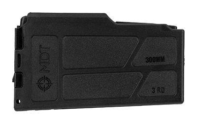 MDT Magazine, 300 Winchester Magnum, 3 Rounds, Fits Long Action 3.850" AICS Pattern, Polymer Construction, Black