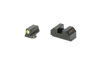 Night Fision Optics Ready Stealth Series Sights, Tritium with Yellow Fluorescent Ring Front Sight, Black Rear Sight, Fits Glock 43/42/43X MOS