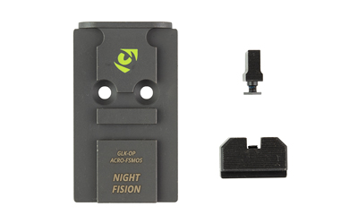Night Fision Optic Plate + Backup Sight Combo, Black Sights, Aimpoint ACRO Optic Plate, Fits Full Size Glock MOS