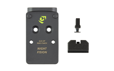 Night Fision Optic Plate + Backup Sight Combo, Black Sights, RMR/507C Optic Plate, Fits Full Size Glock MOS