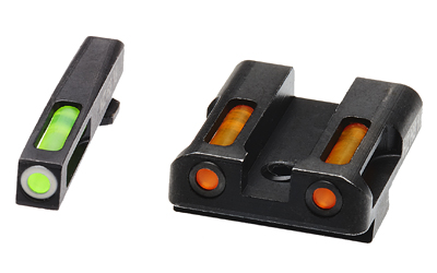 Hi-Viz LiteWave H3 Tritium/Litepipe Night Sights, Fits Glock 9/40SW/357Sig, Green Front w/White Front Ring, Orange Rear
