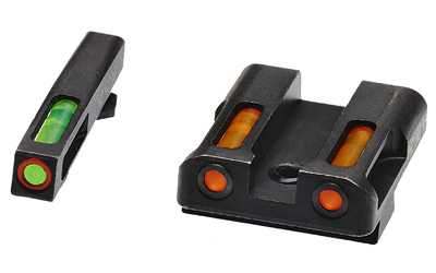 Hi-Viz LiteWave H3 Tritium/Litepipe Night Sights, Fits Glock 9/40SW/357Sig, Green Front w/Orange Front Ring, Orange Rear