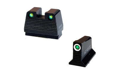 Hi-Viz N2 Co-Witness Sight, Fits Glock MOS 9MM/40S&W/357SIG, .430" Height, Green With White Ring Outline Front, Green Tritium Rear