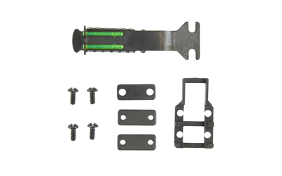 Hi-Viz Green 2 dot adjustable rear sight (large). Fits vent rib widths from 3/8" to 7/16" wide. Installs with screws no gunsmithing required.